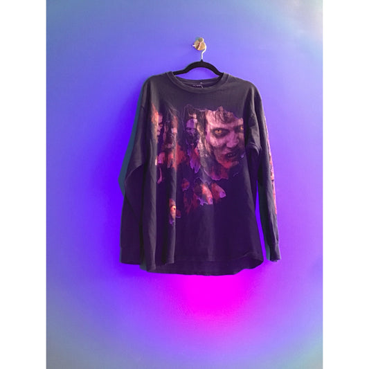 Walking Dead Face Print Black Long Sleeve Promo T-shirt Men's Size XL