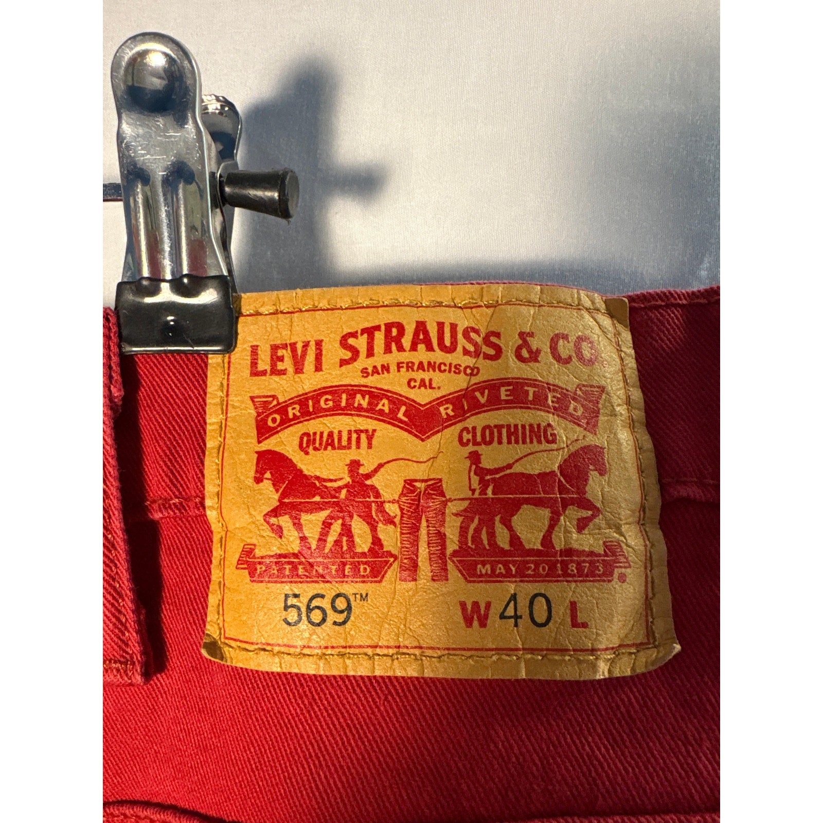 Vintage Levi's 569 Premium Denim Jorts Shorts Red Flat Front Pockets Men's 40