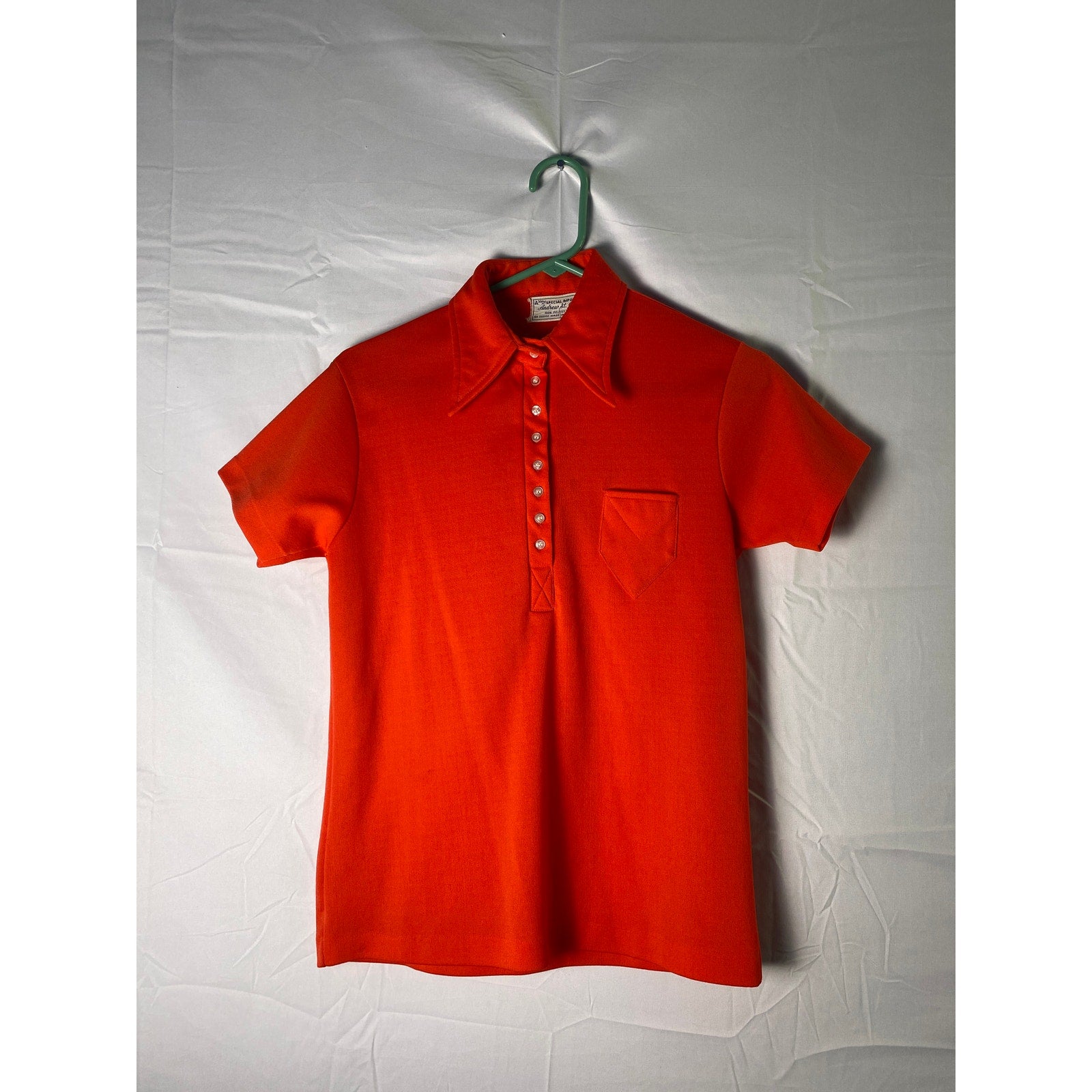 Andrew St. John Quarter Buttons Orange Polo Shirt Short Sleeve Women's Size S/M