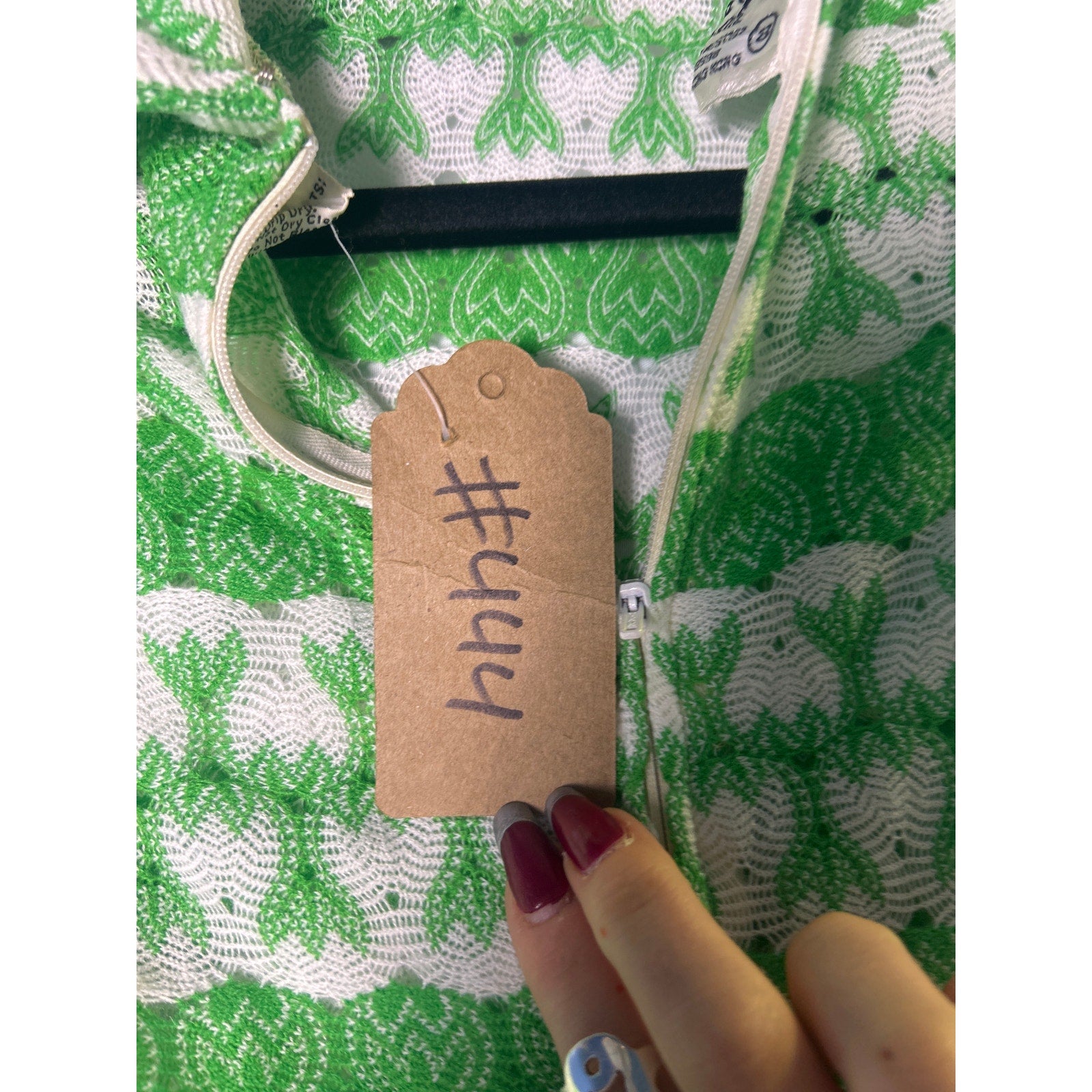 Vintage 60s/70s Arc Polo Green White Allover Print Half Zip Shirt Women's Size 8