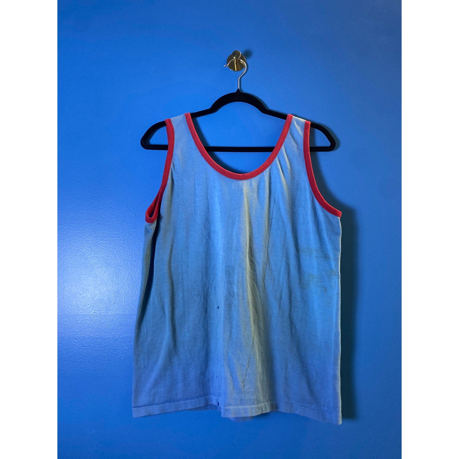 Vintage 80's Blue Red Tank Top Men's Fits to Size Large
