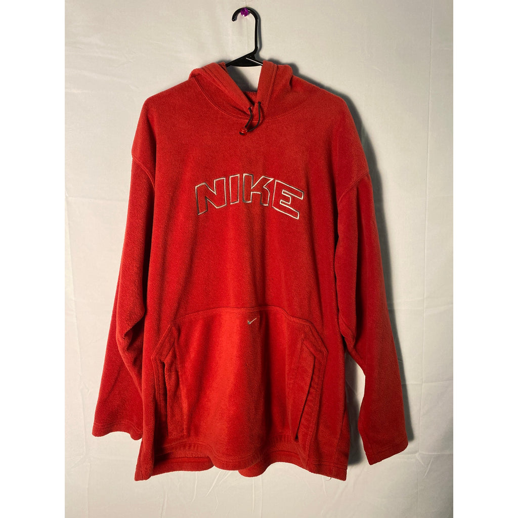 Y2K Nike Red Fleece Pullover Hoodie NIKE Print Men's Size XL Long Sleeve