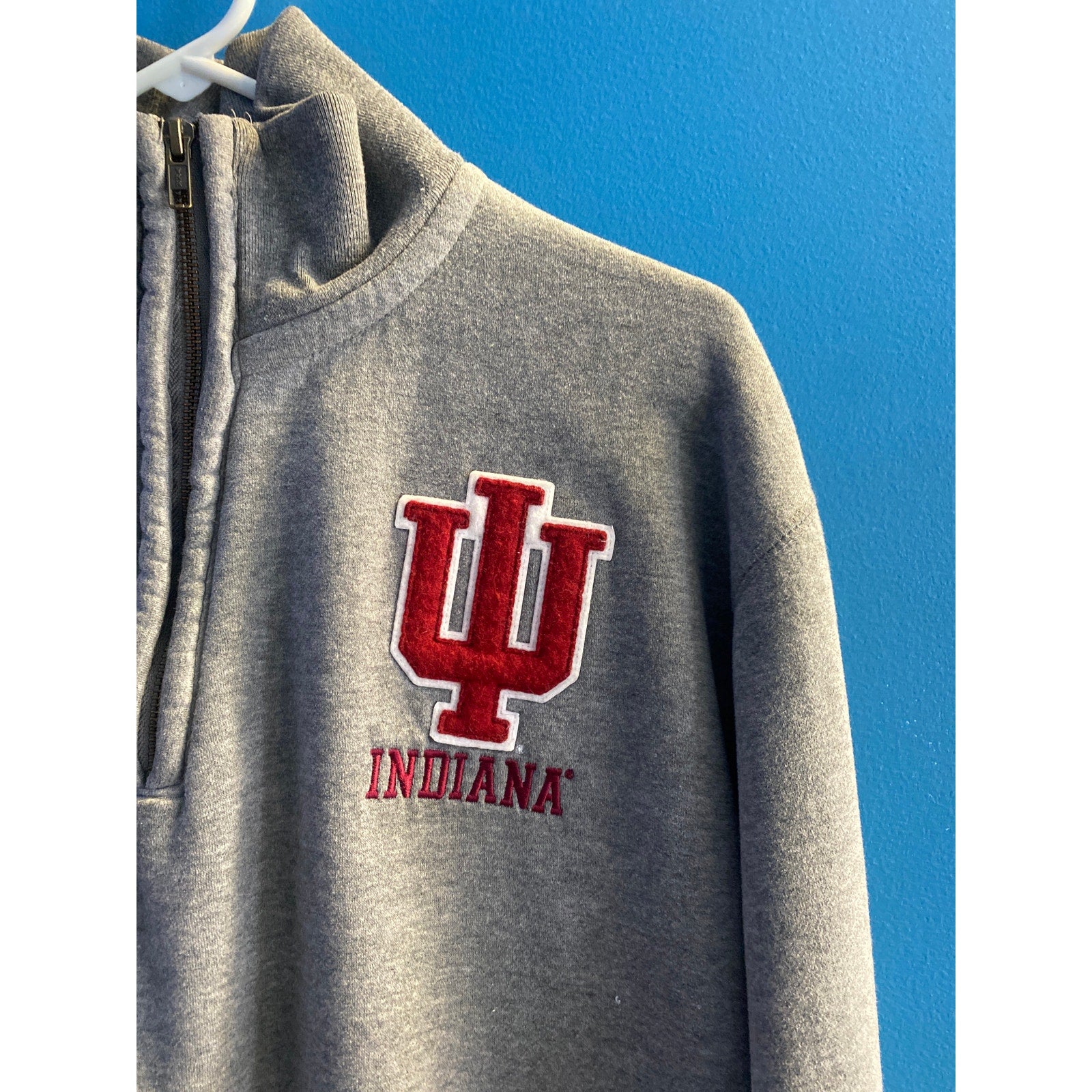 MV Sport INDIANA Embroidered Logo Quarter Zip Up Pullover Sweatshirt Men's Large