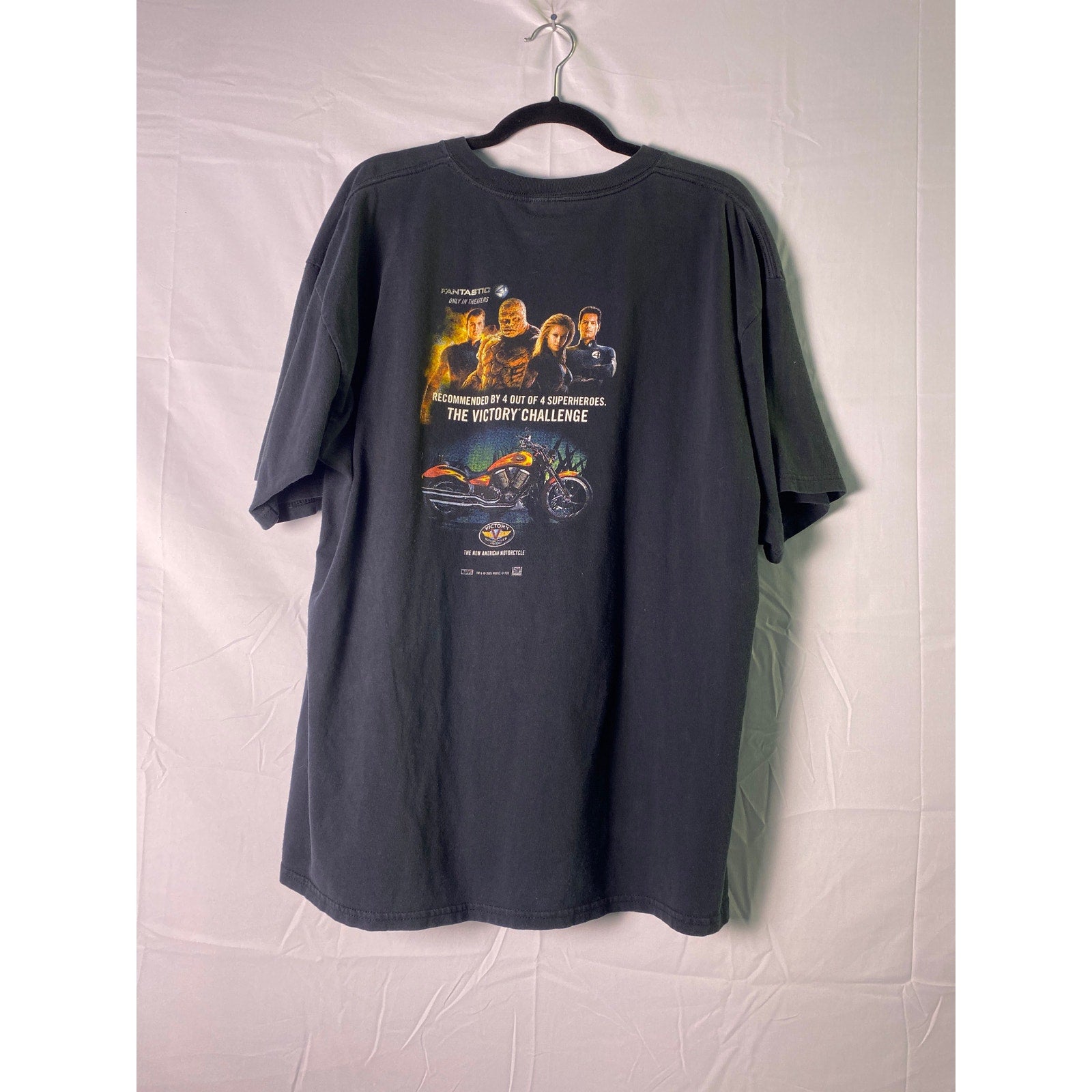 Victory Motorcycle 2005 Fantastic Four Promo Marvel Movie Black Shirt Men's XL