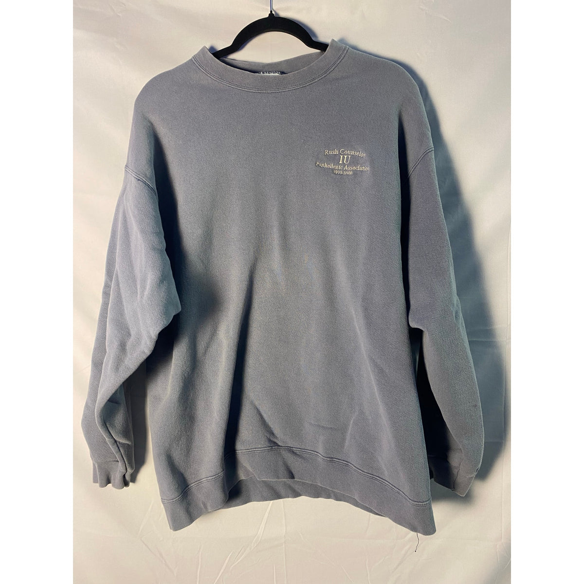 Vintage Lee IU Rush Counselor Panhellenic Association Embroidered Gray Sweater Size XL