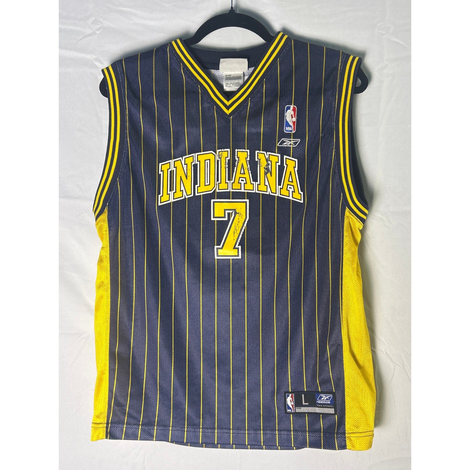Vintage Reebok Jermaine O’Neal #7 Indiana Jersey Blue Pinstripes Youth Large