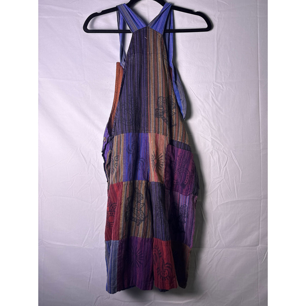 Tapestry Romper Multicolor Patch Print Boho Hippie Art Women's Size Medium