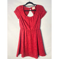 Pins and Needles Dress Burgundy Lace Fit & Flare Jacquard Dress Women's Small