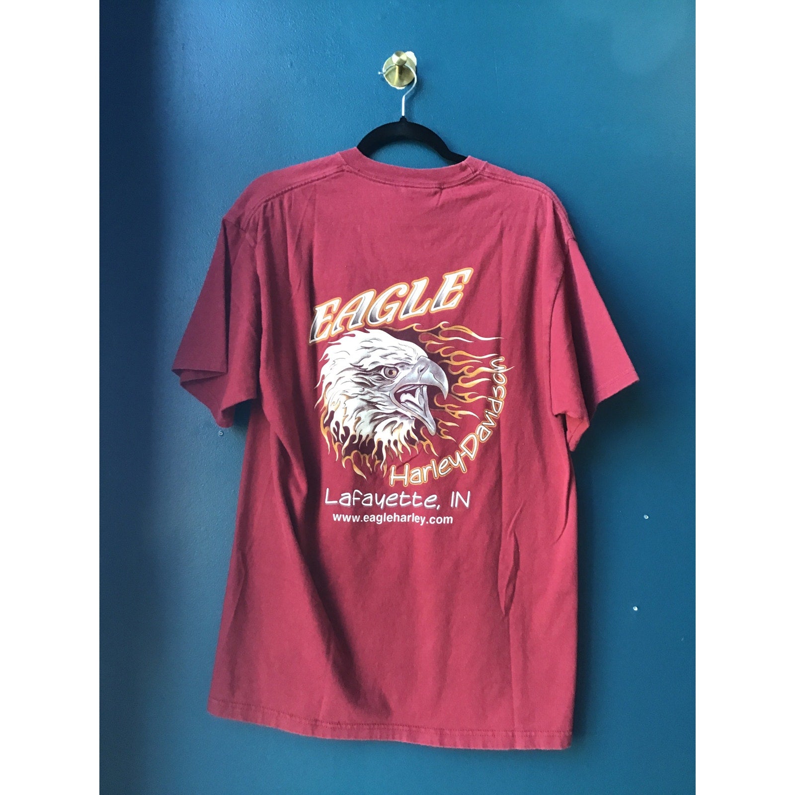 Harley Davidson LEGENDARY EAGLE Lafayette, IN Red Crewneck Shirt Men's Large