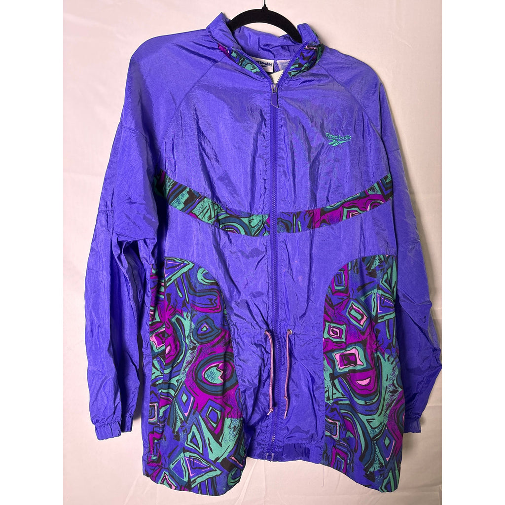 Vintage Reebok Multi Windbreaker Track Nylon Full Zip Jacket Women's Size Medium