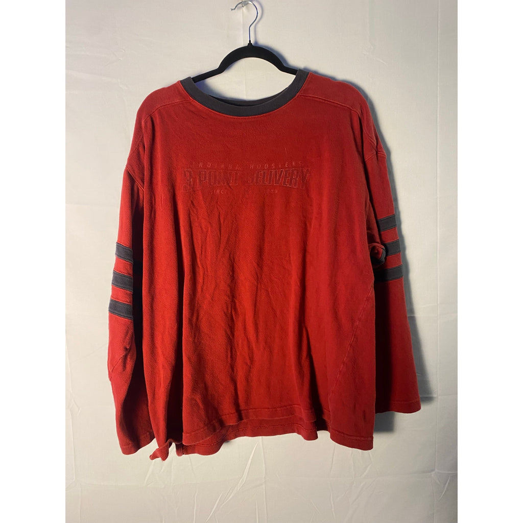 Y2K Indiana University 3 Point Delivery Red Long Sleeve Stripe Shirt Size Large&nbsp;