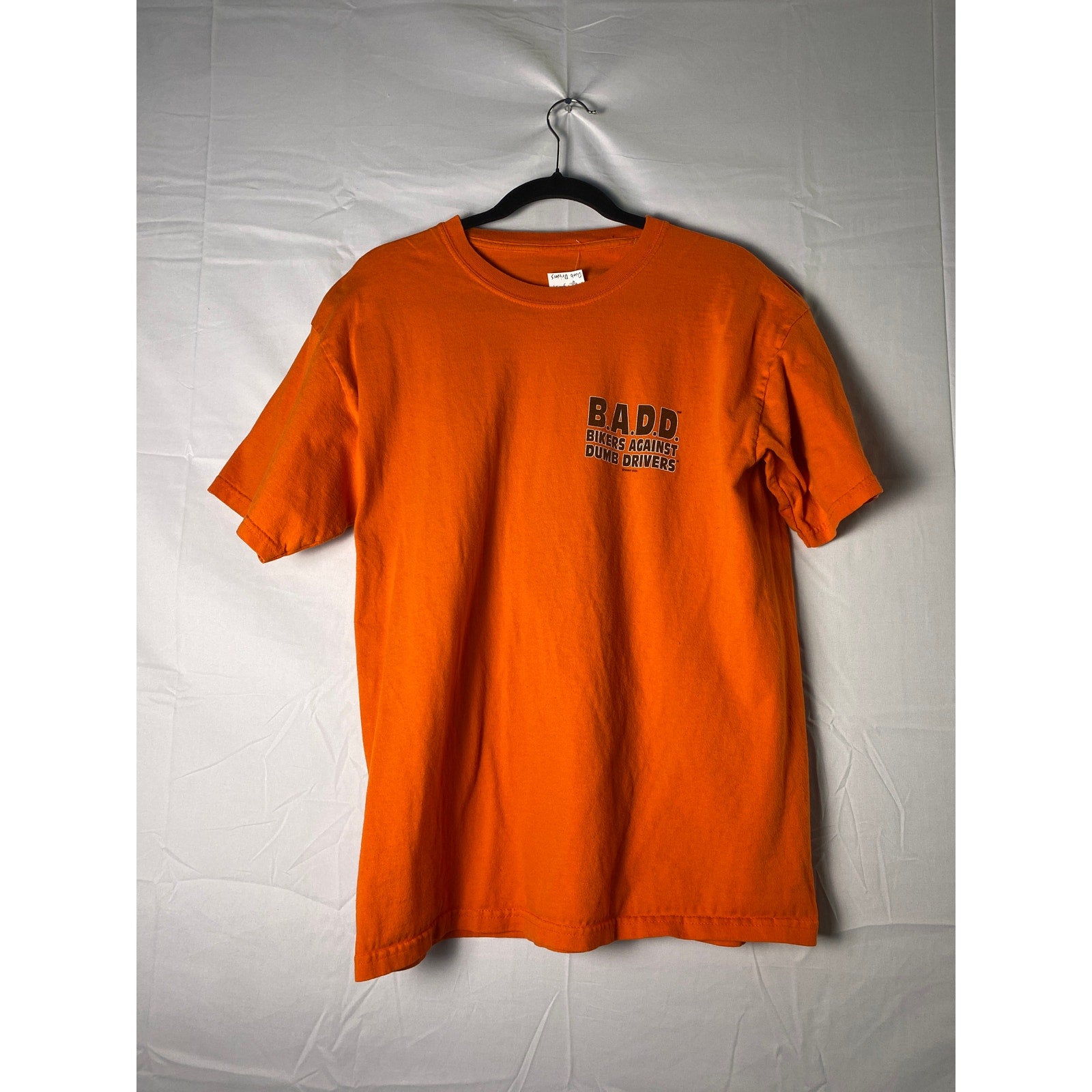 BADD Bikers Against Dumb Drivers Can you see me now Asshole? Orange Shirt Large