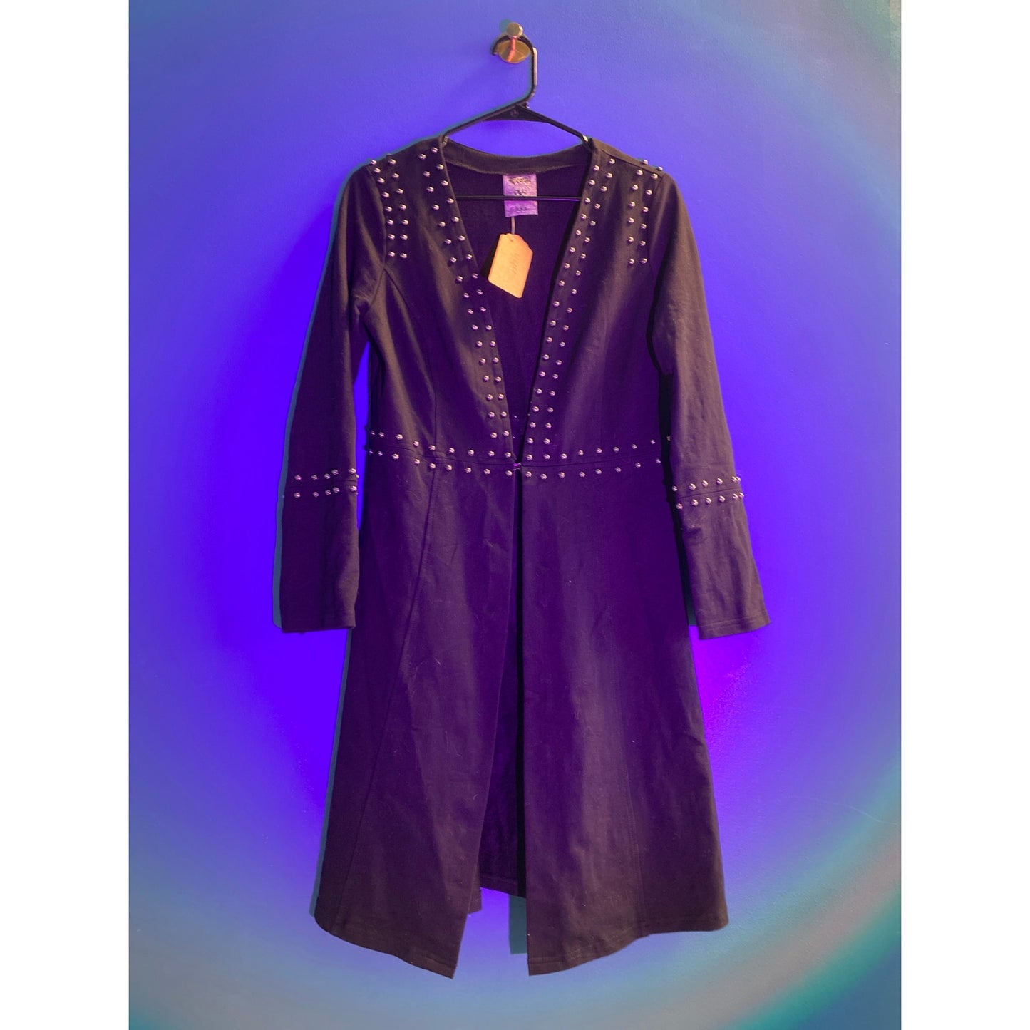 Vocal Apparel USA Long Studded Black Cardigan Jacket Long Sleeve Women's Small
