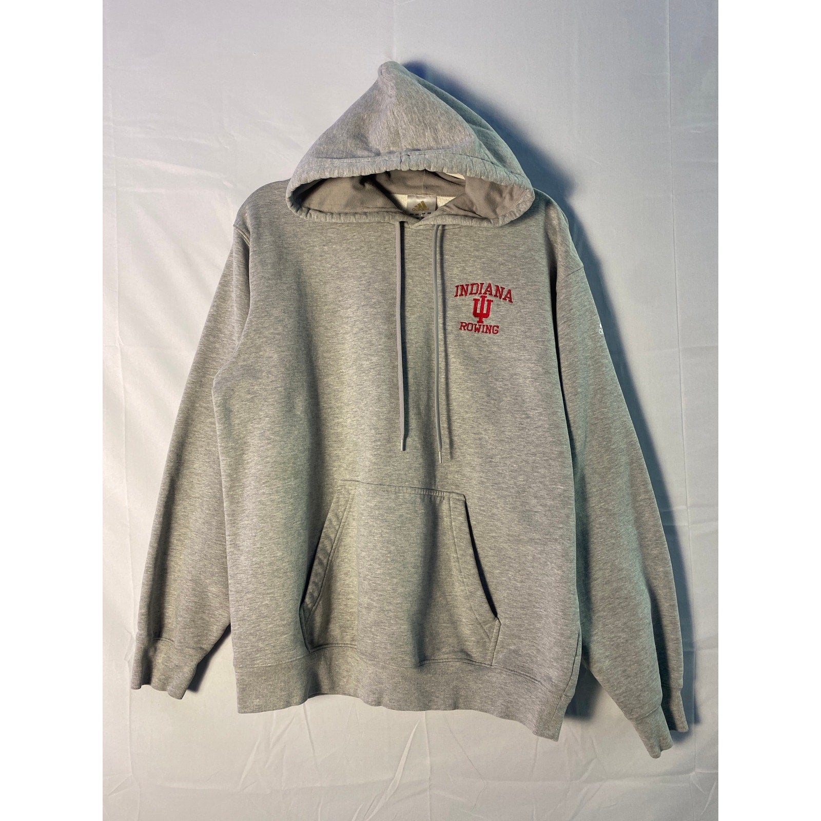 Adidas IU Indiana University Rowing Embroidered Gray Pullover Hoodie Men's Large