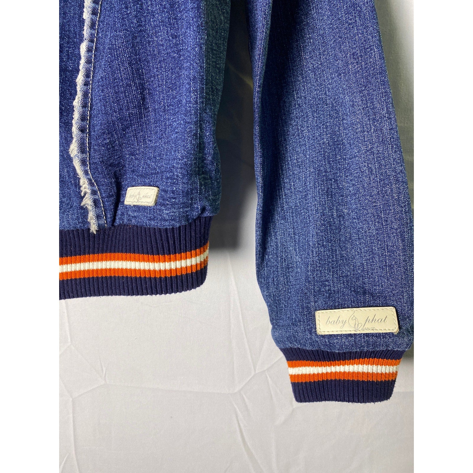 Vintage Baby Phat Jean Denim Button Snap Varsity Bomber Jacket Women's Medium