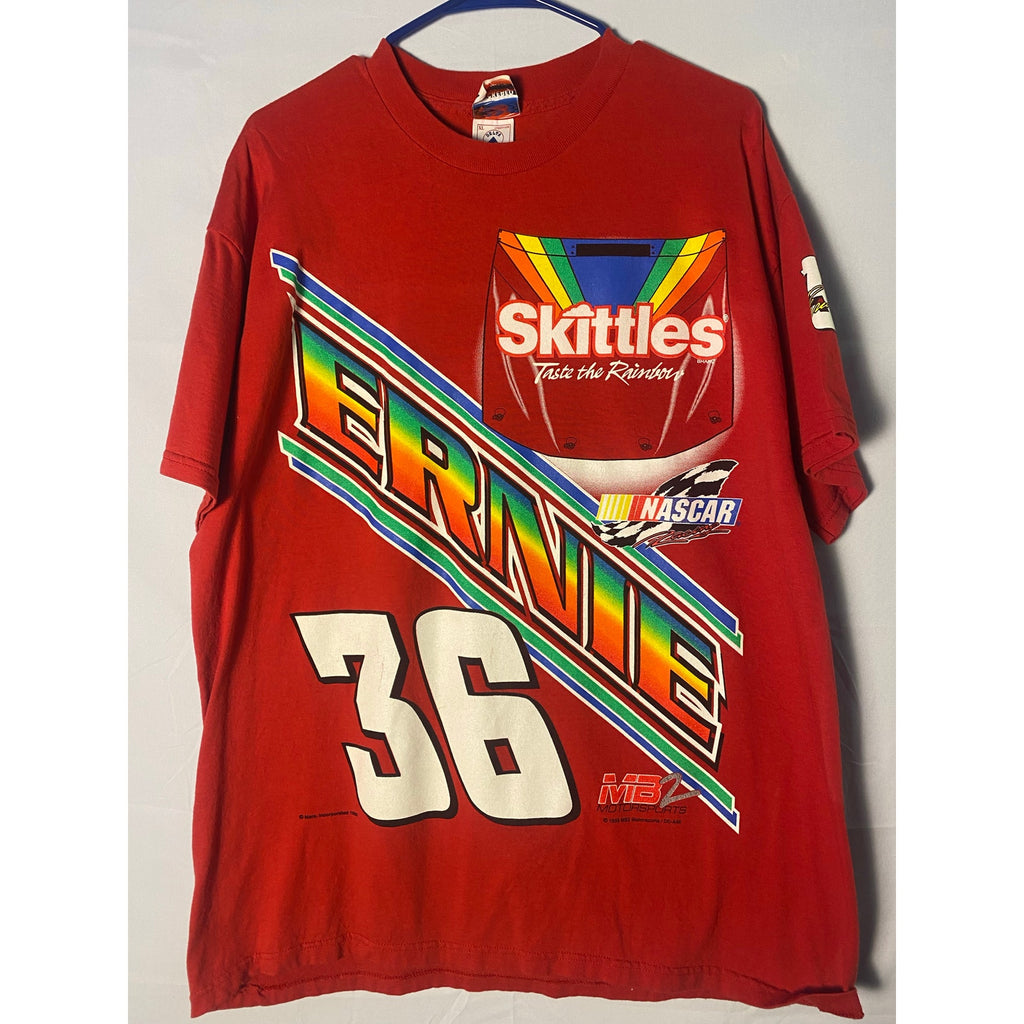 Delta NASCAR Skittles Taste The Rainbow Racing Graphic Red T-shirt Men's Size XL