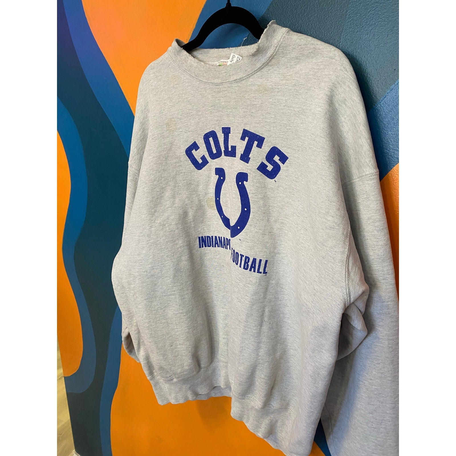 Fruit of the Loom Gray Crew Neck Indianapolis Colts Pullover Sweater Men's XXL
