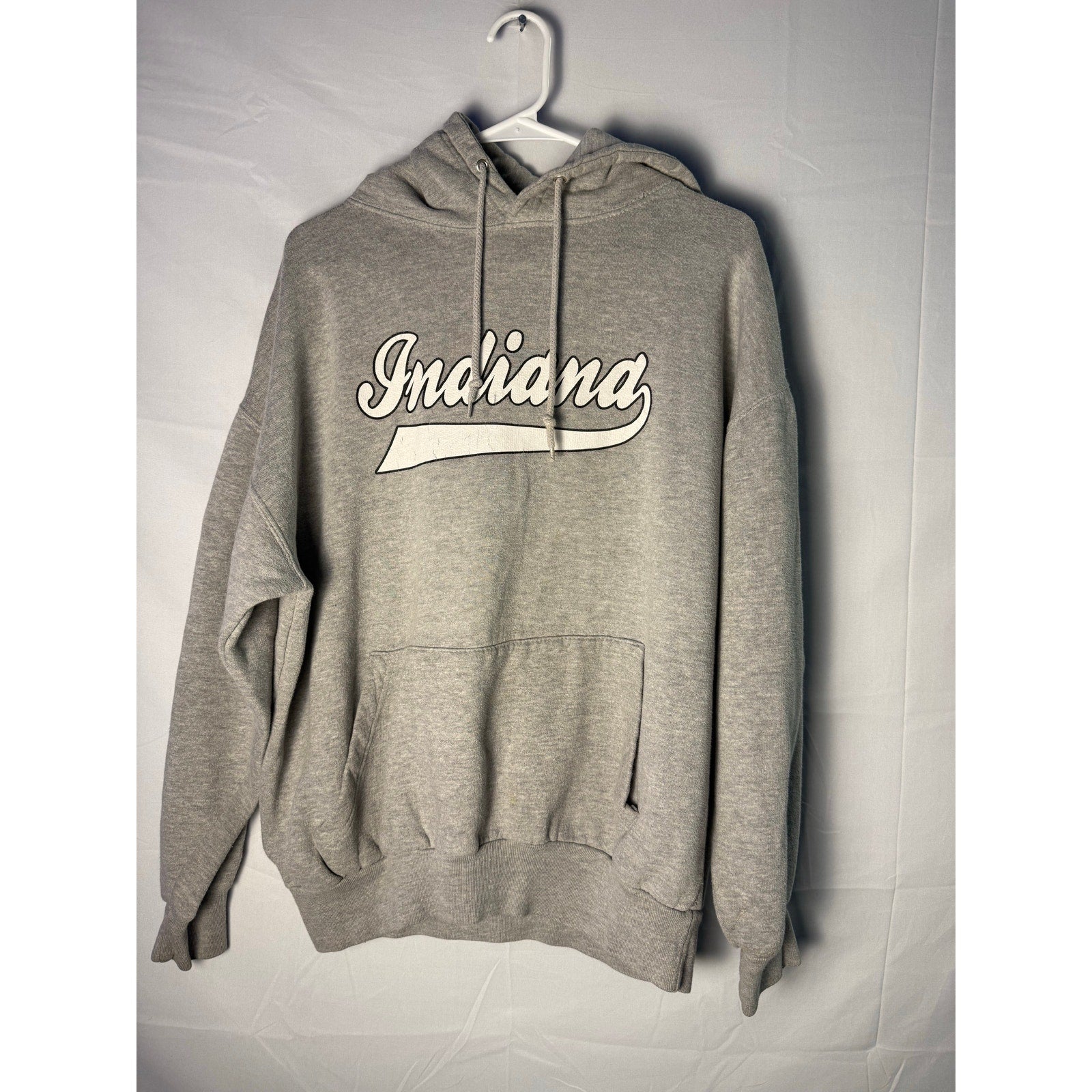 Vintage Indiana IU Graphic Print Gray White Sweatshirt Pullover Men's Size XL