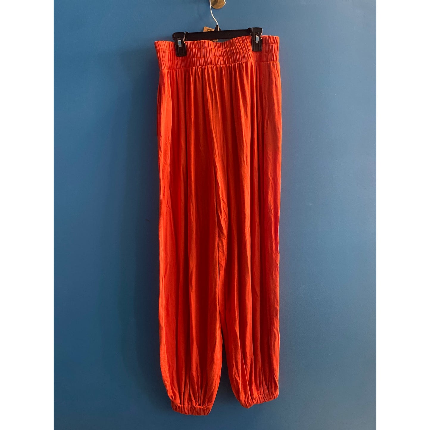 Free People Orange Modern Lagenlook Pull On Pants Pleated Women's Size Large