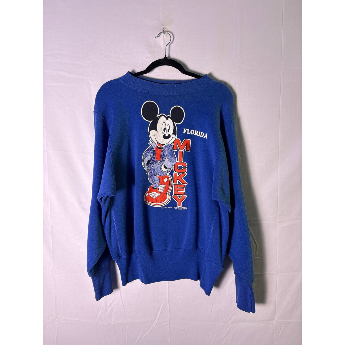 Vintage 80s Velva Sheen Mickey Mouse Florida Vibe Blue Crewneck Sweatshirt Large
