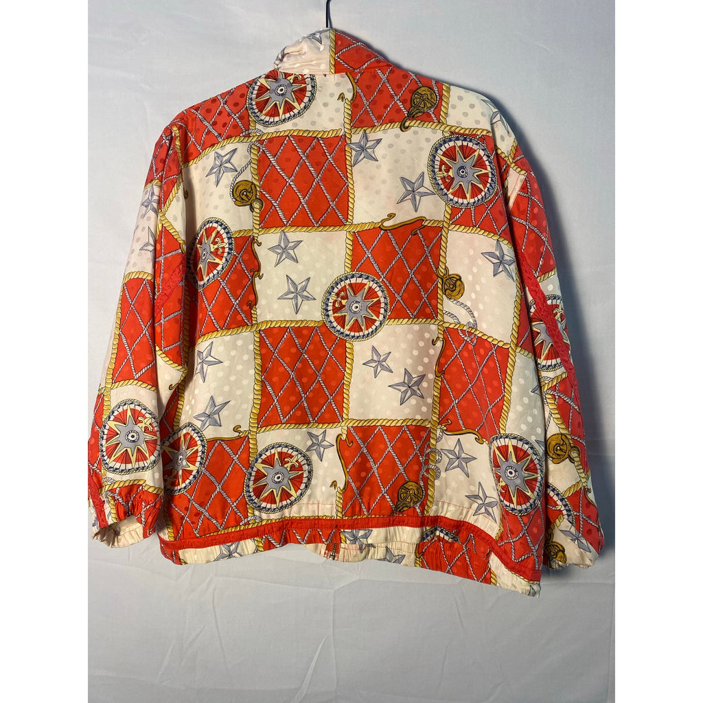 Vintage Mureli 100% Silk Nautical Star Windbreaker Full Zip Jacket Womens Medium