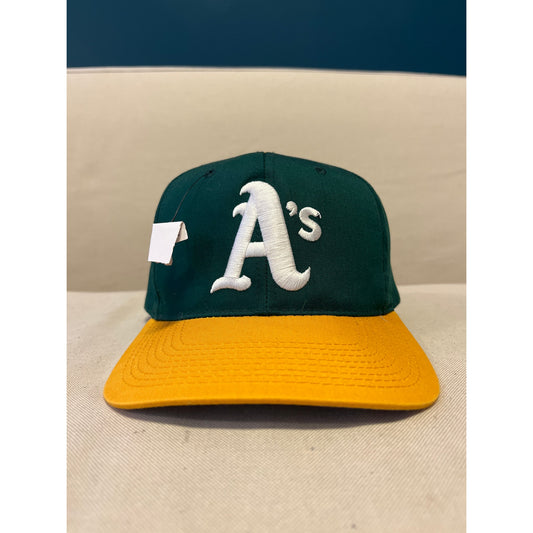 A's Oakland Athletics Hat Snap Back Plain Logo Adjustable Green Yellow