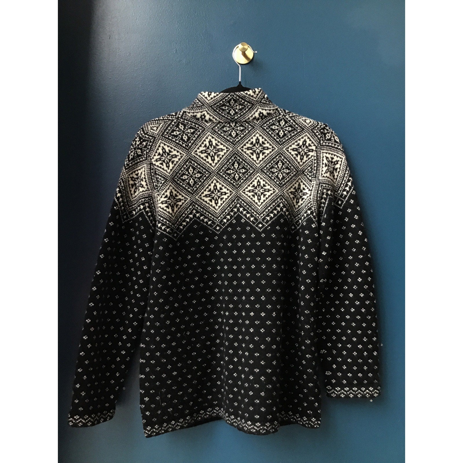 Lauren Ralph Lauren 100% Lambswool Full Zip Jacket Gray White Aztec Womens Small