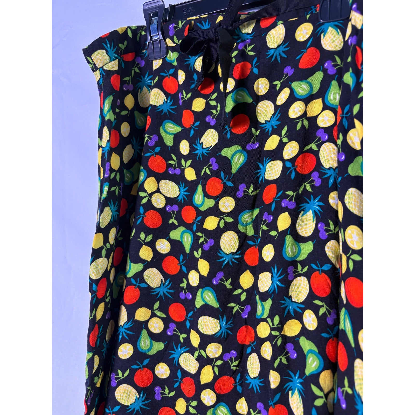 1990's Sag Harbor Rayon Fruit Print Midi Skirt Women's Size Small