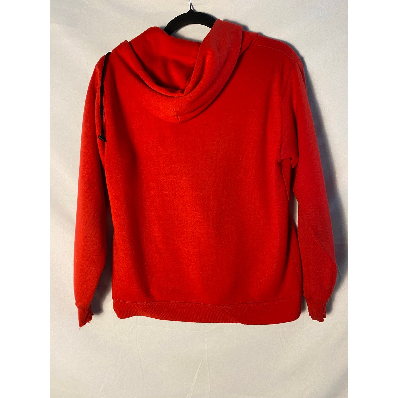 80s Vintage Red Zip-Up Hoodie w/Paint Marks+Stains