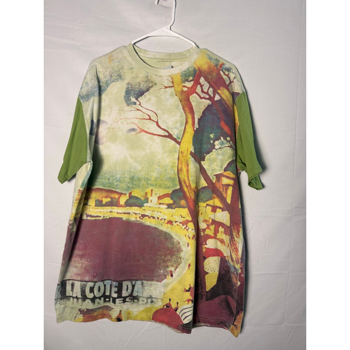 PHAT FARM Multicolor Green Leaves La Côte d'Azur Juan-les-Pins Shirt Men's L-XL