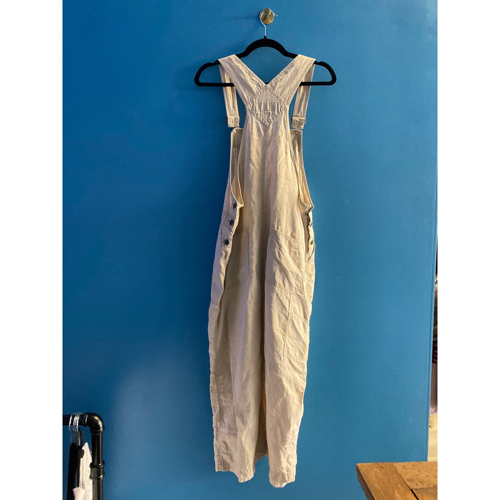 Vintage 90's Eddie Bauer Linen Overall Dress Womens Petite Large - AS IS