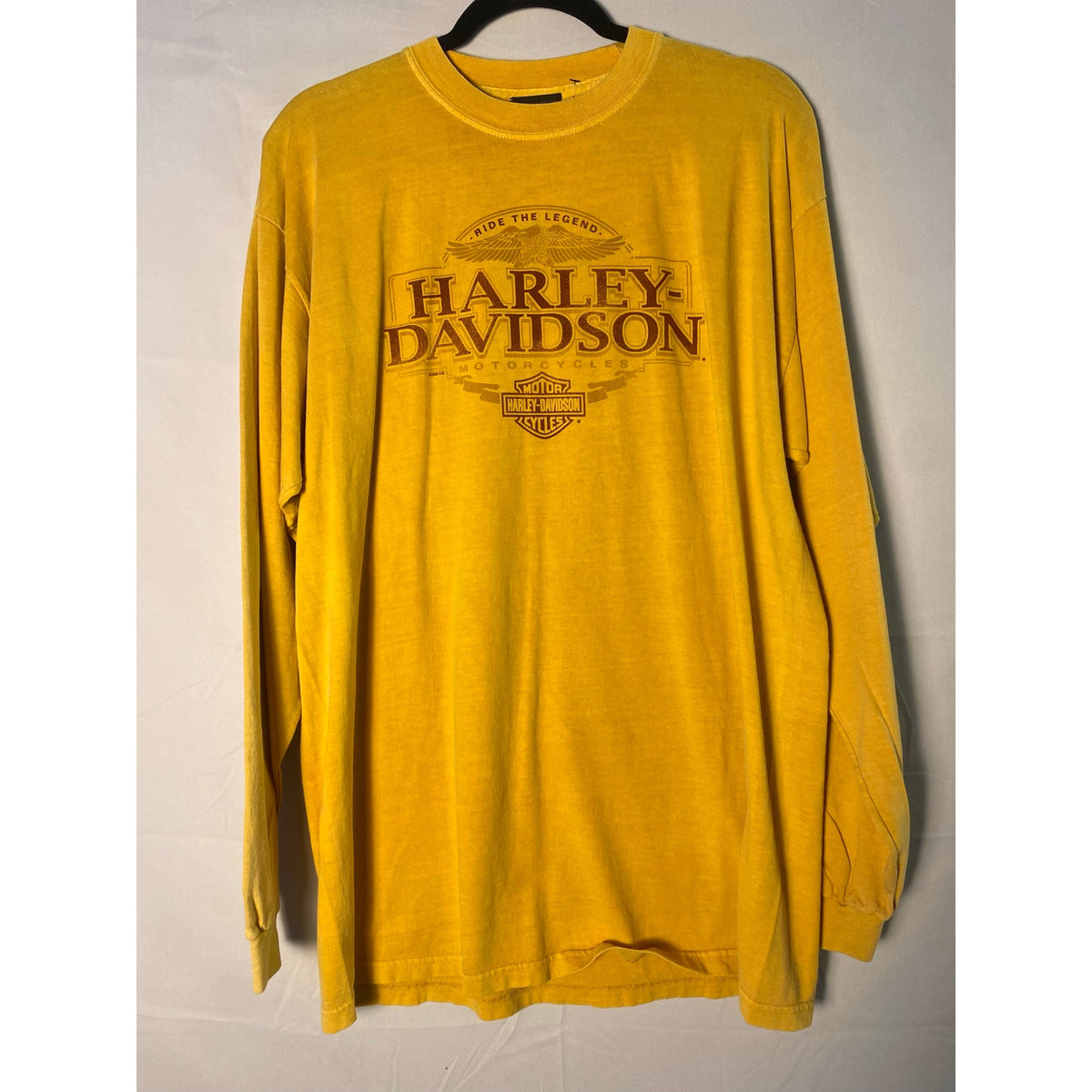 Harley Davidson Kitty Hawk, North Carolina Yellow Long Sleeve Shirt Men's L/XL