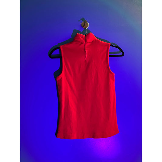 70's Vintage Red Turtleneck Sleeveless Sweater Women's Size Small/Medium