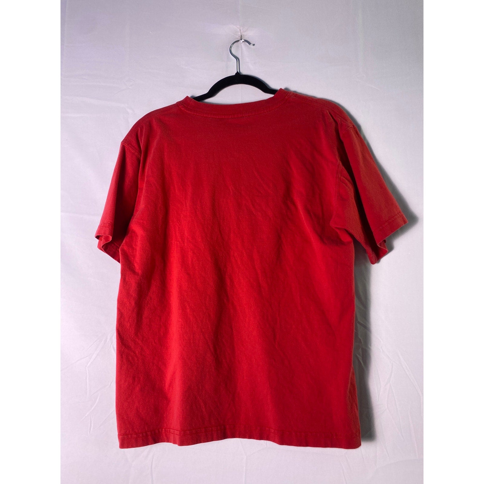FUBU Sports Racing Script Logo Embroidered #5 Red Tee Shirt Men's Size Large