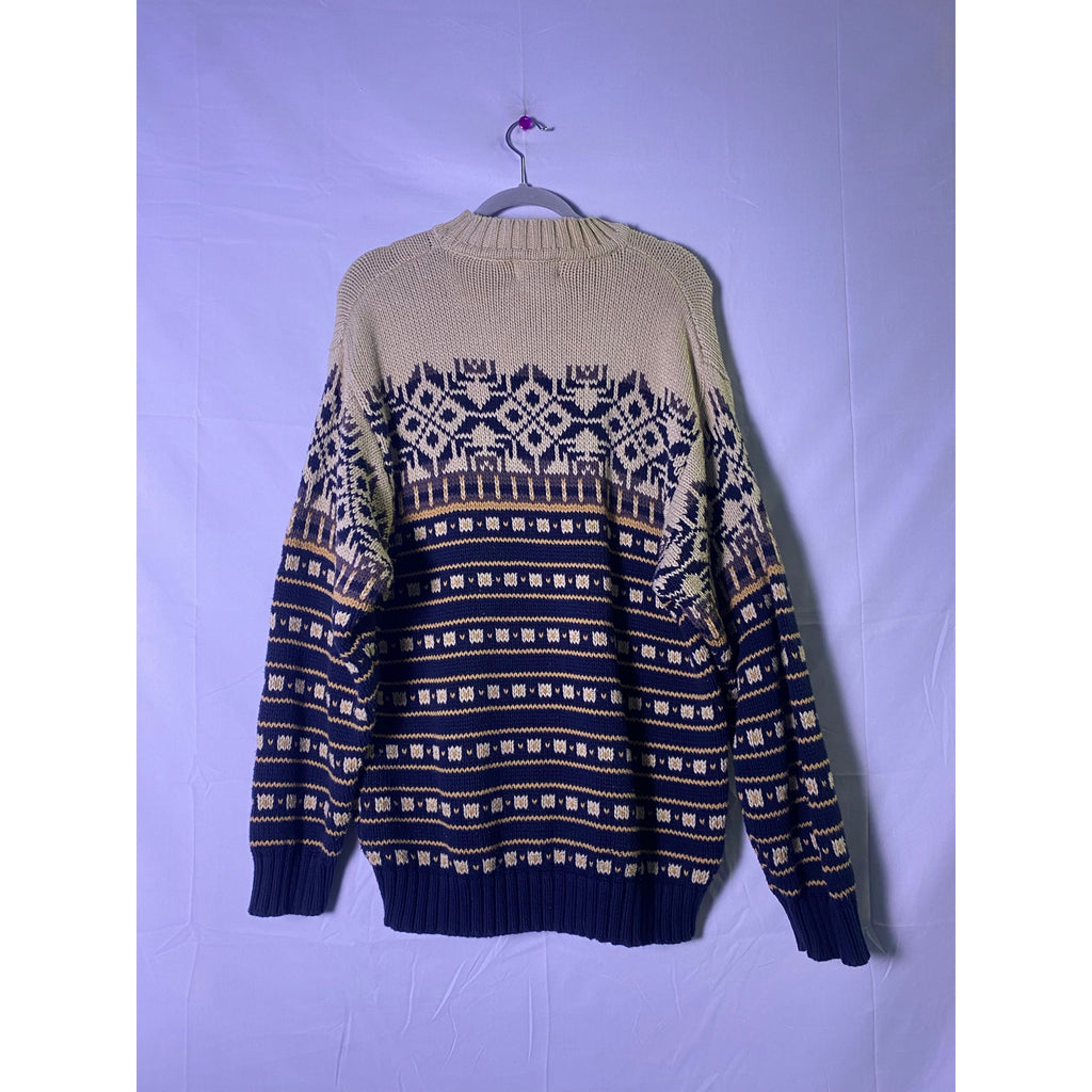 Vintage 90s Eddie Bauer Nordic Knit Chunky Cotton Baggy Sweater Men's Large