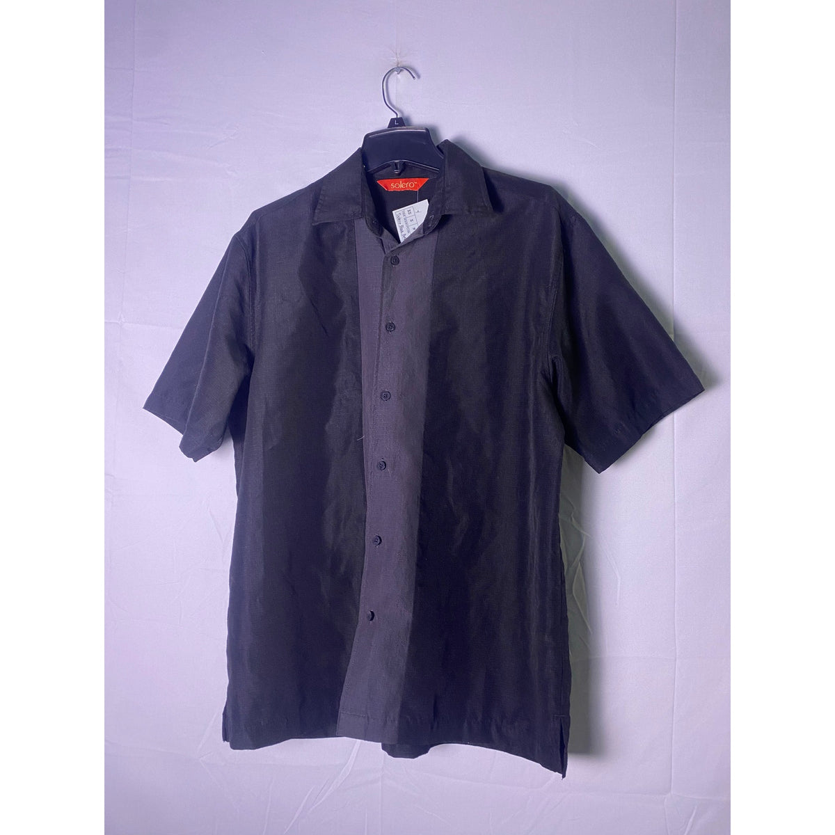 Solero Black Short Sleeve Button Up Shirt Men's Size Large/XL Formal Career