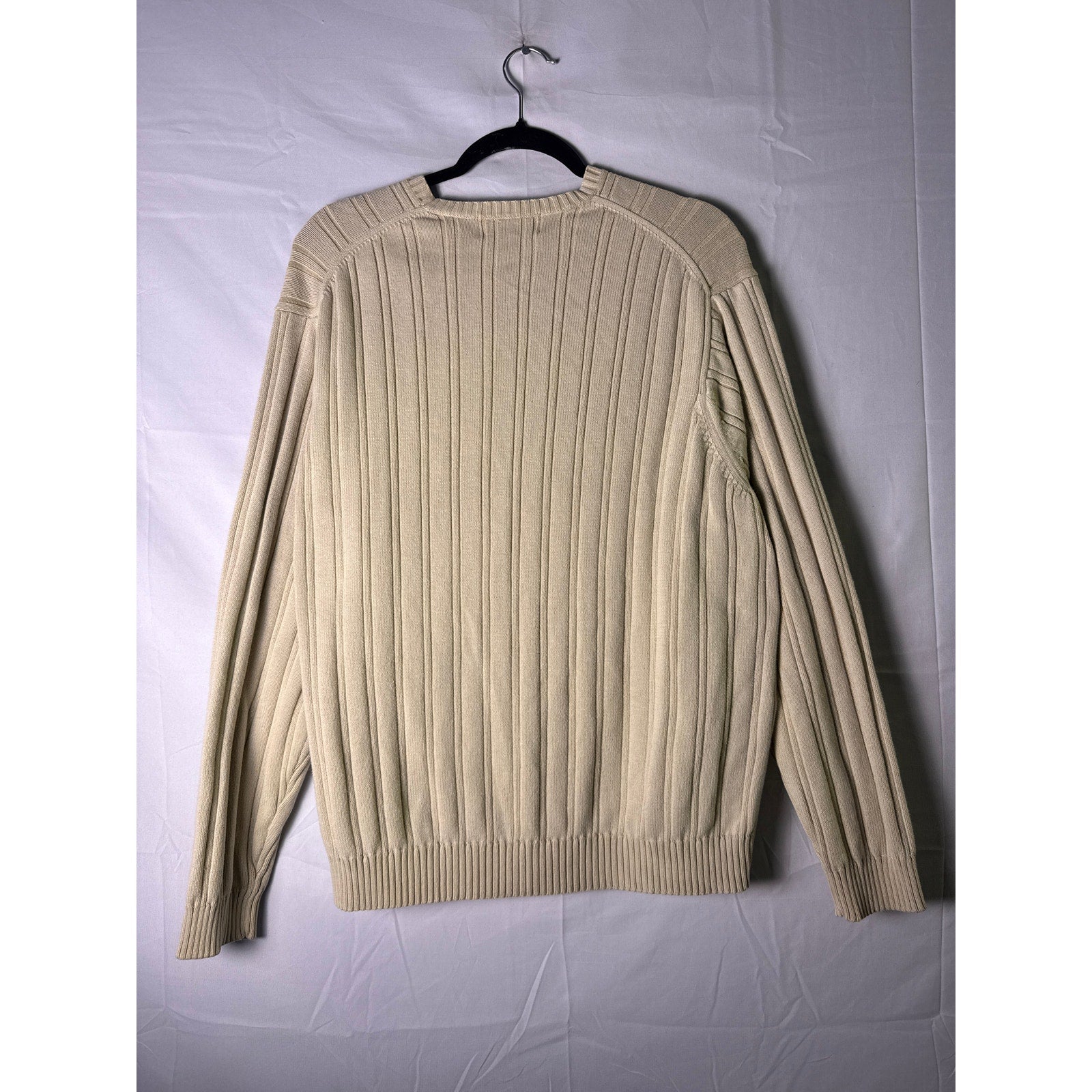 Arrow Jeans Ribbed Crewneck Pullover Sweater Cream 100% Cotton Men's Size Large