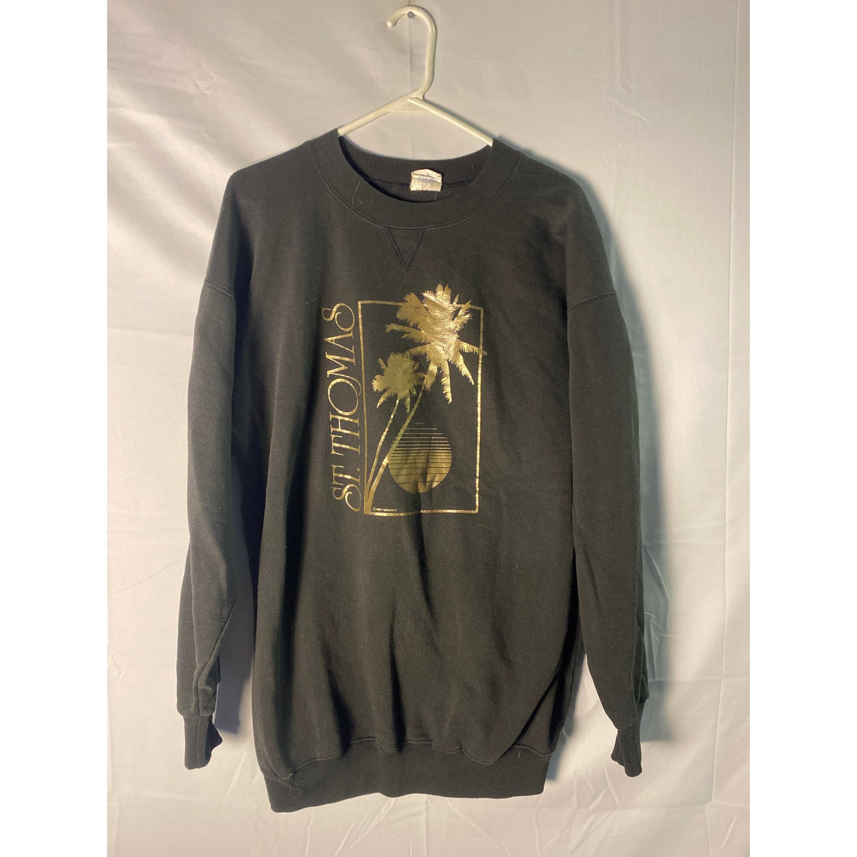 Vintage St. Thomas Black Crewneck Sweatshirt Pullover Women's Size XL