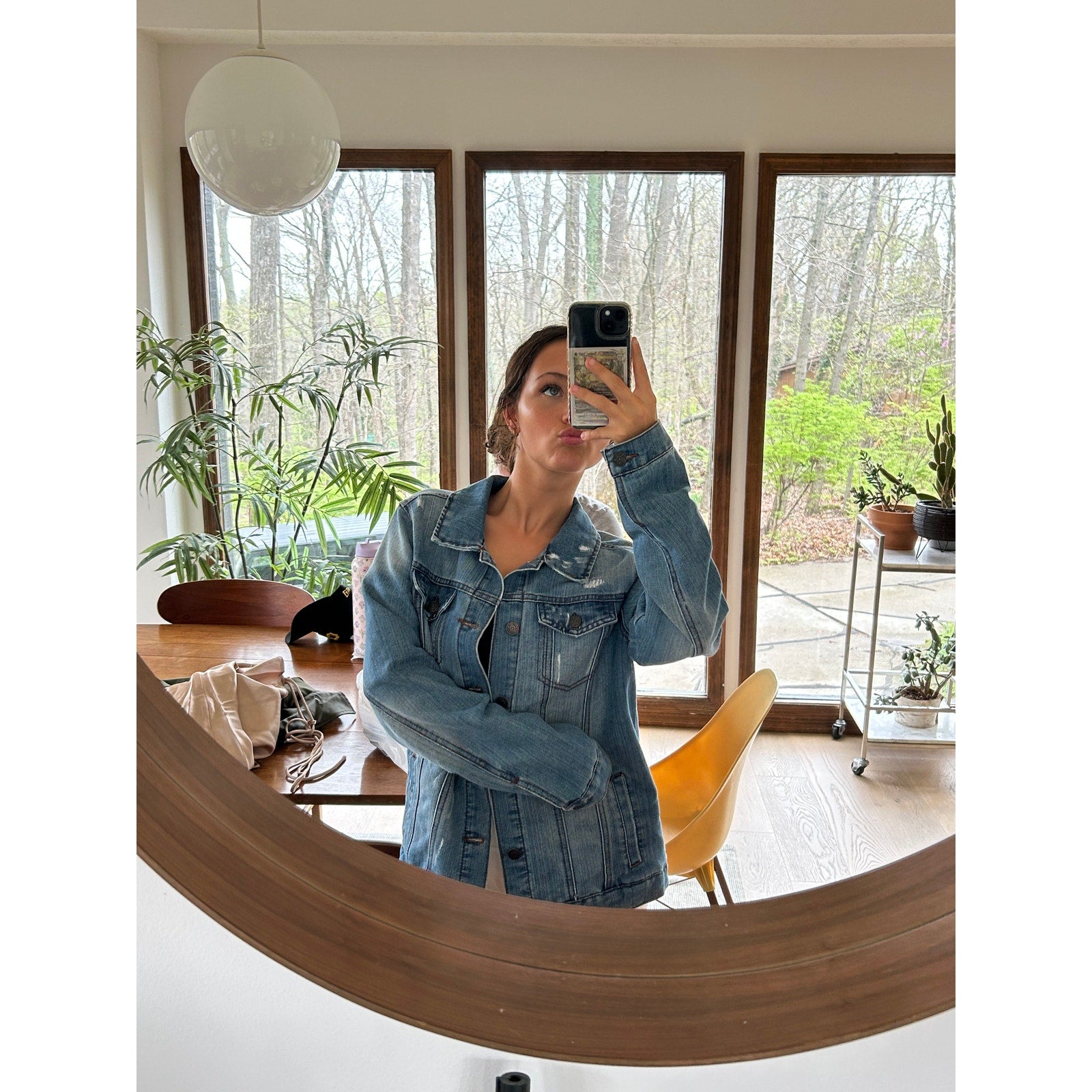 Epic Threads Button Up Distressed Blue Denim Jacket Women's Size Large