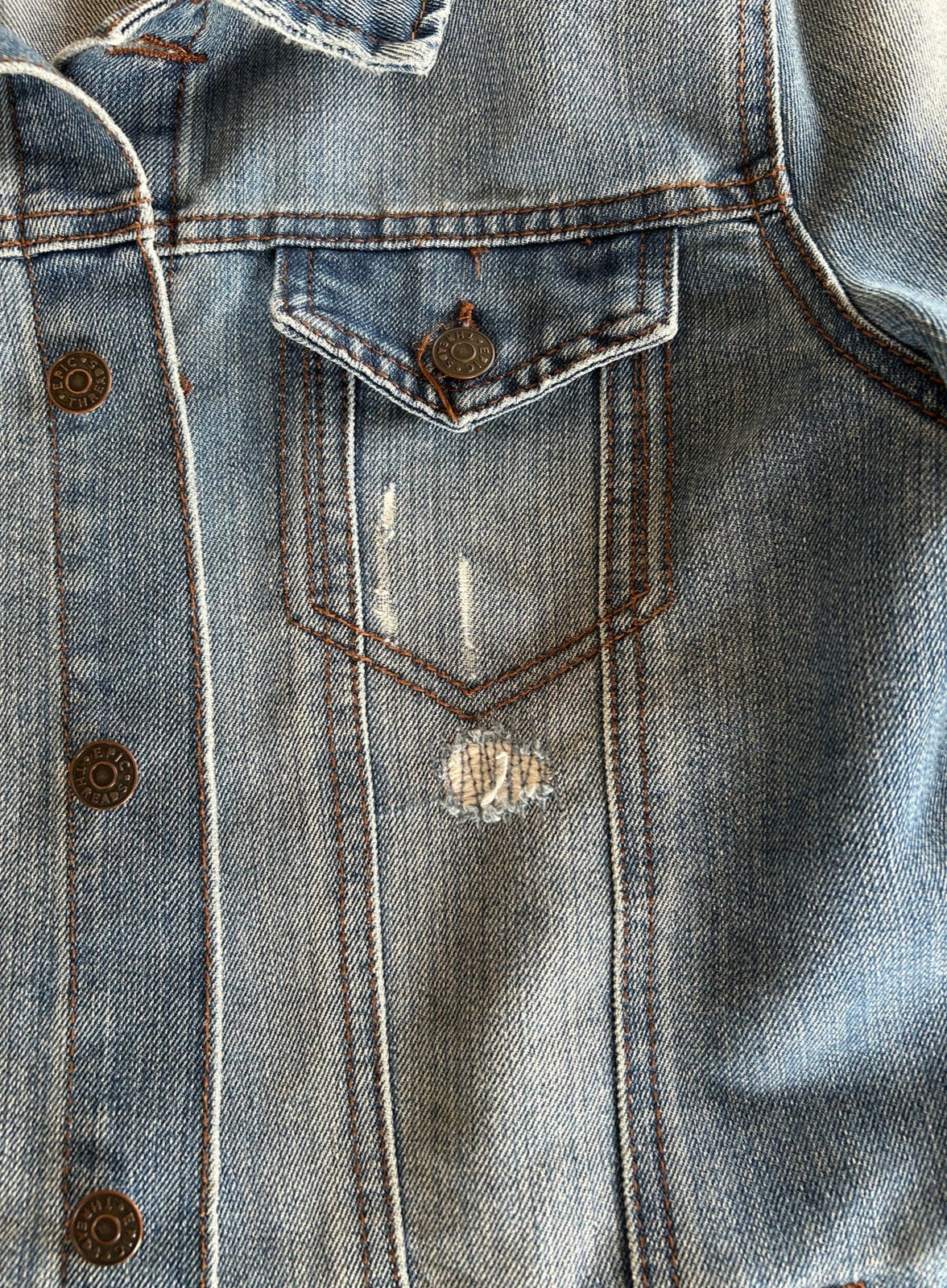 Epic Threads Button Up Distressed Blue Denim Jacket Women's Size Large