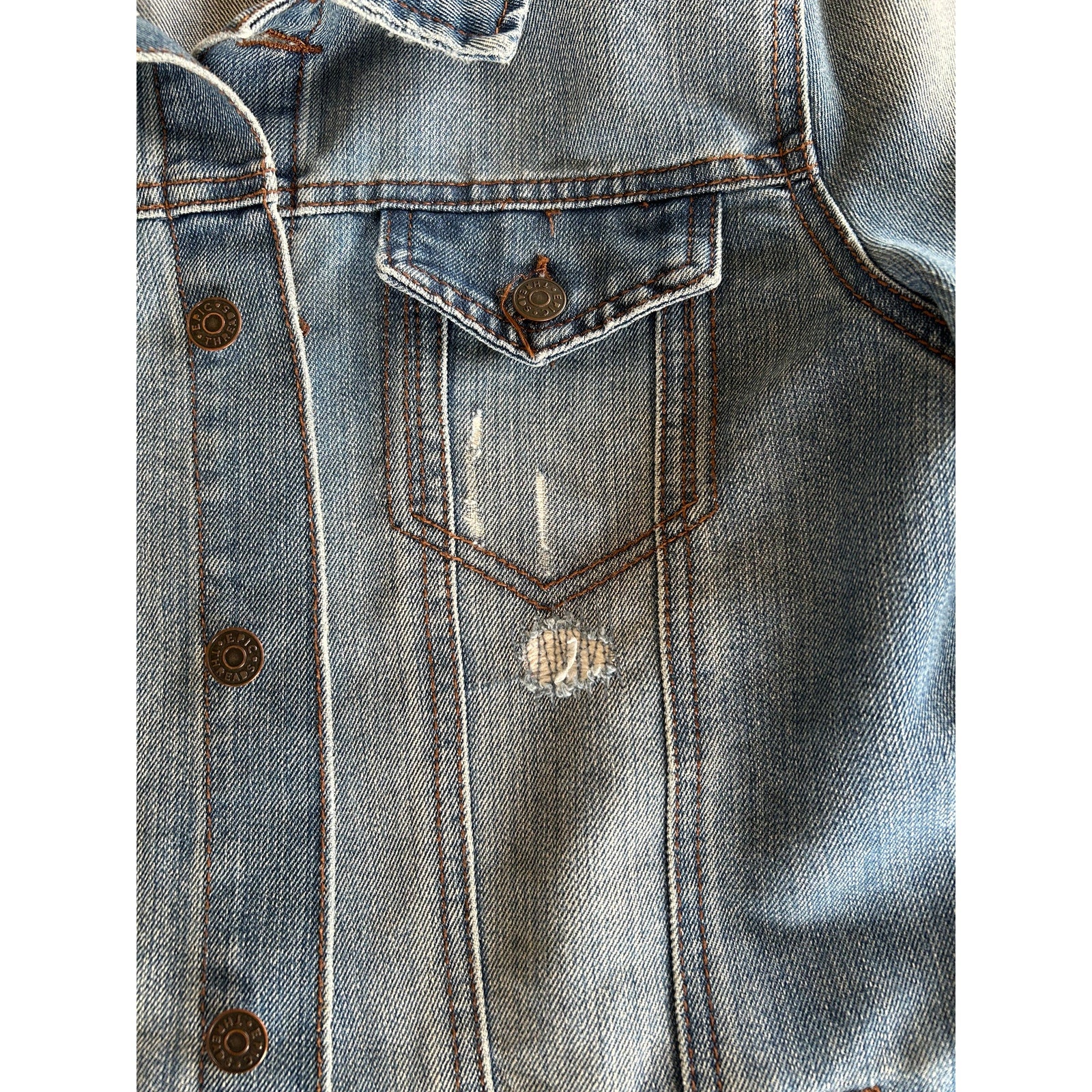 Epic Threads Button Up Distressed Blue Denim Jacket Women's Size Large