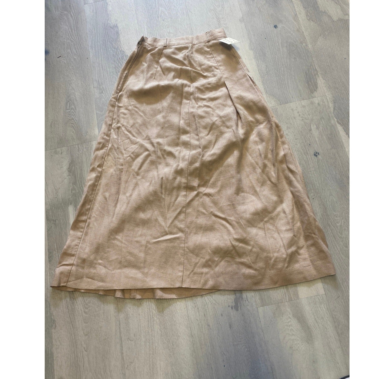 Vintage 1970s Counterparts Khaki Pleated A-line Maxi Skirt Women's Size 6