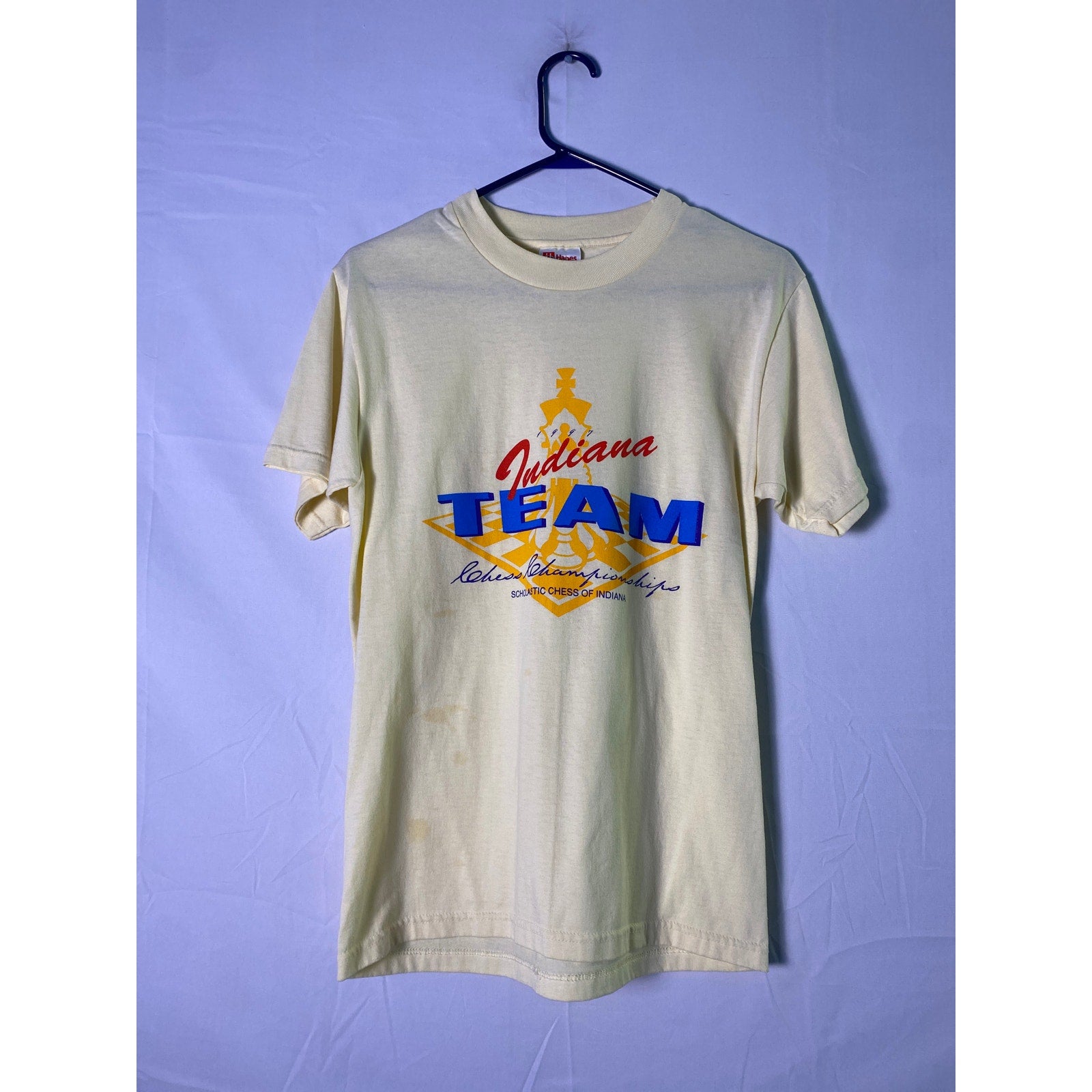 '97 INDIANA Team Chess Championships Graphic Print Yellow Shirt Mens Size Medium