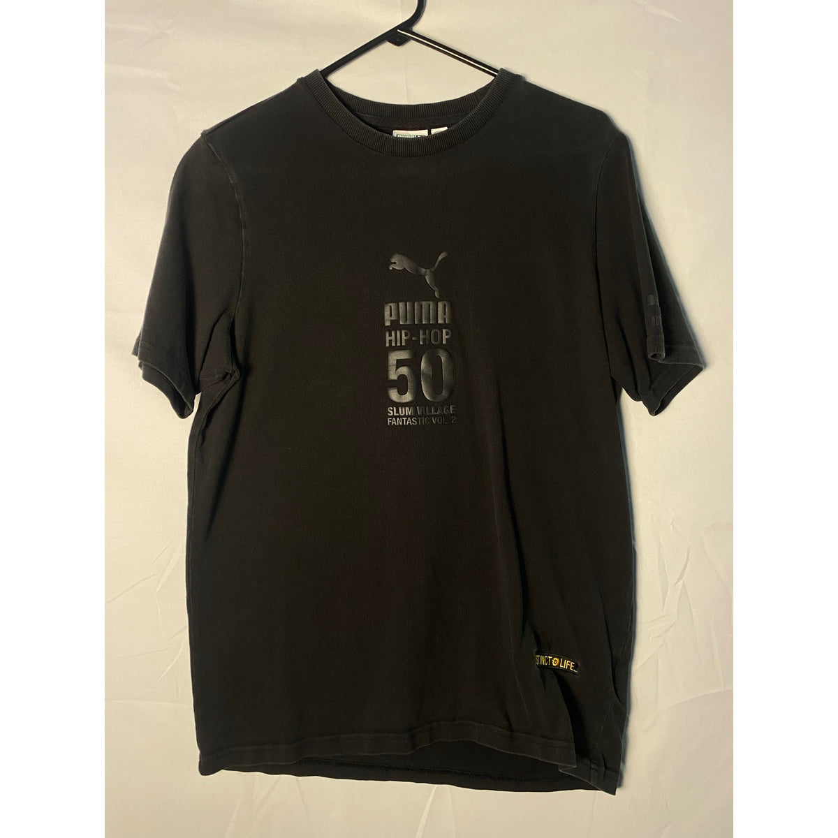 Puma X J Dilla Slum Village Vinyl SS Tee Graphic Print Black Shirt Men's Medium