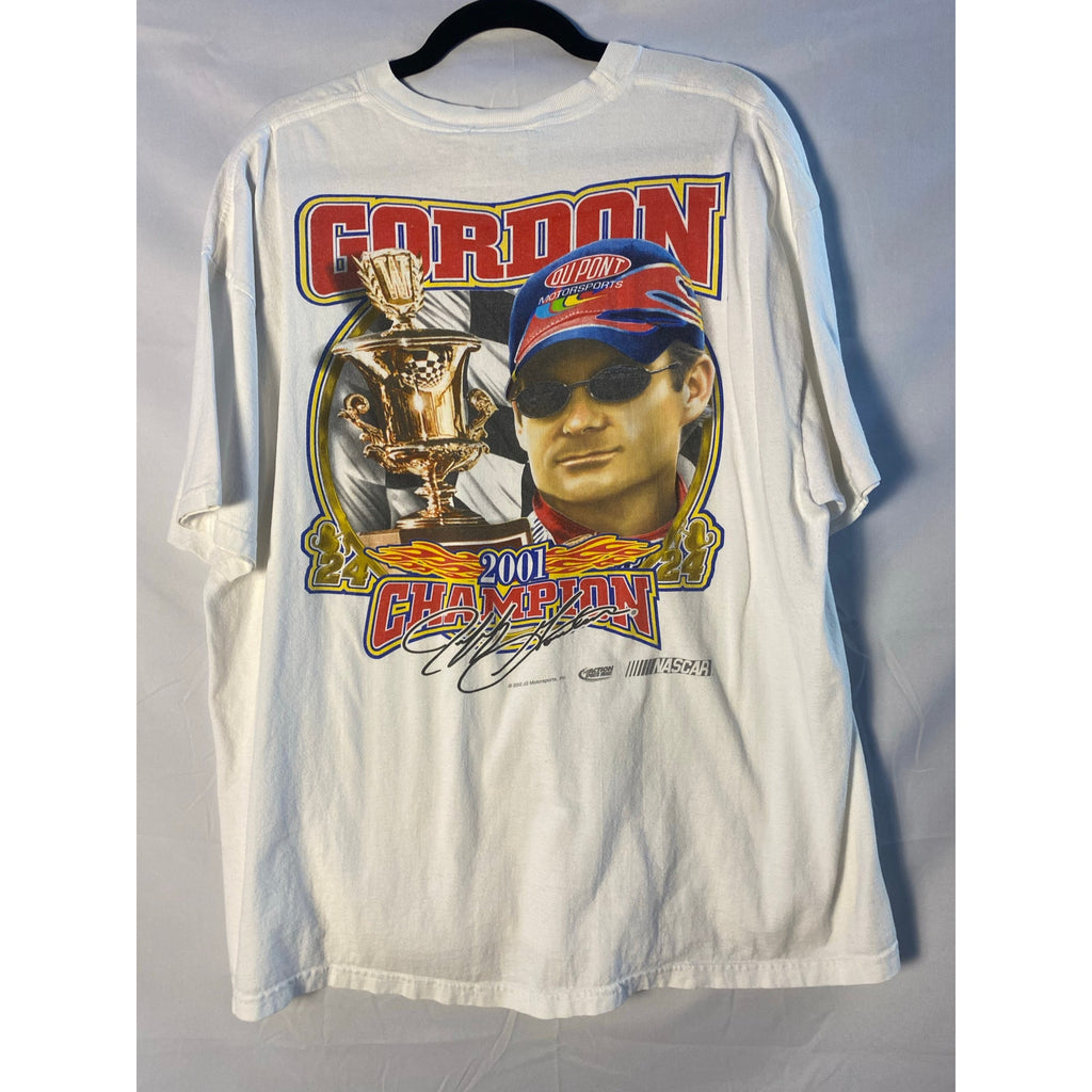 Y2K 2001 Jeff Gordon Championship White NASCAR Racing Graphic White Shirt Large