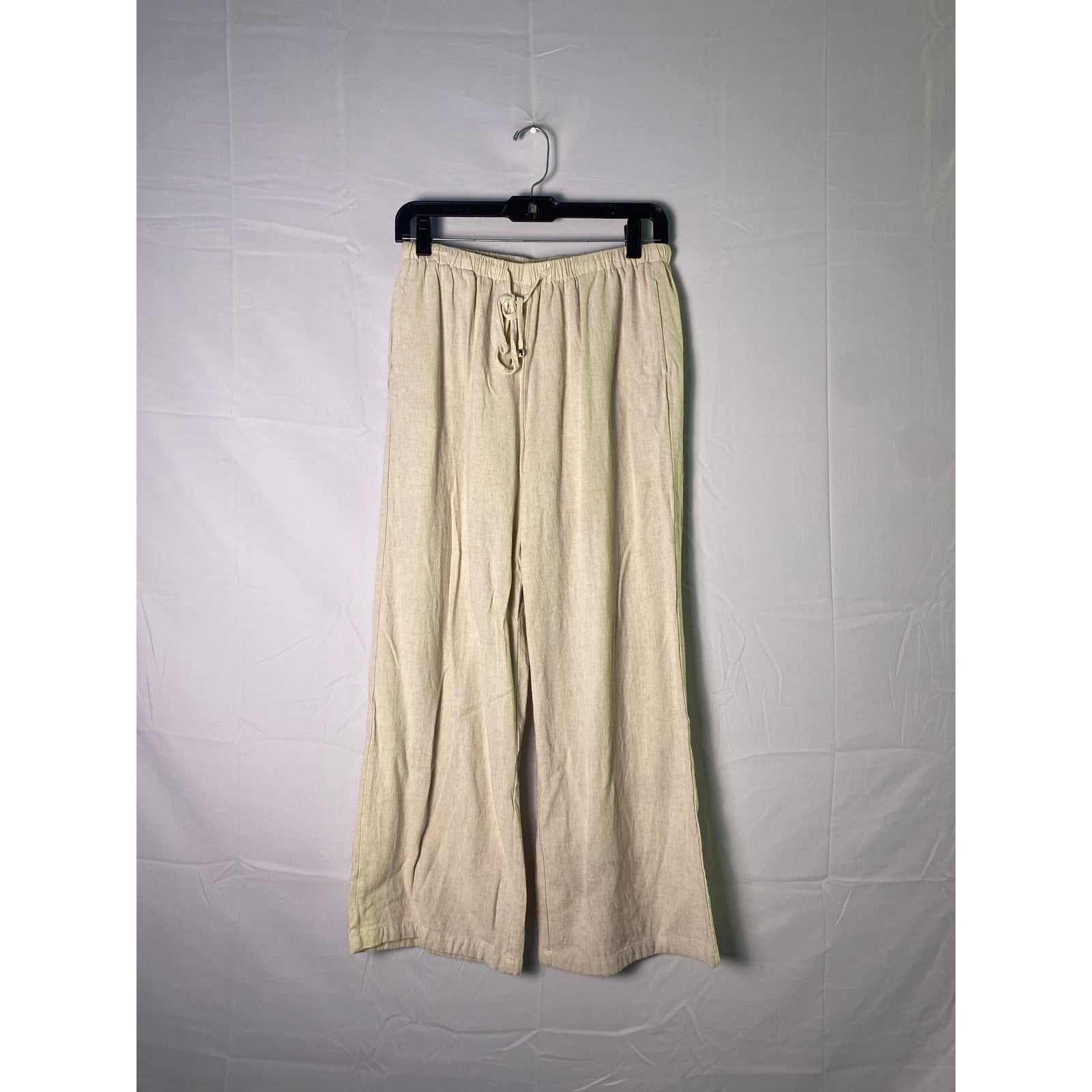LILLUSORY Linen Summer Pants Flowy Wide Leg Beach Pants w/ Pockets Womens Medium