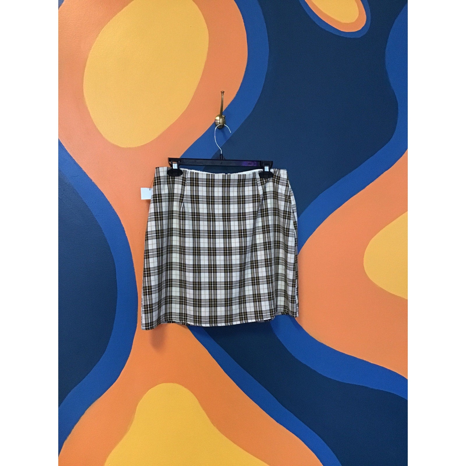 Lulus Black Yellow Plaid Pencil Mini Skirt Women's Size Large