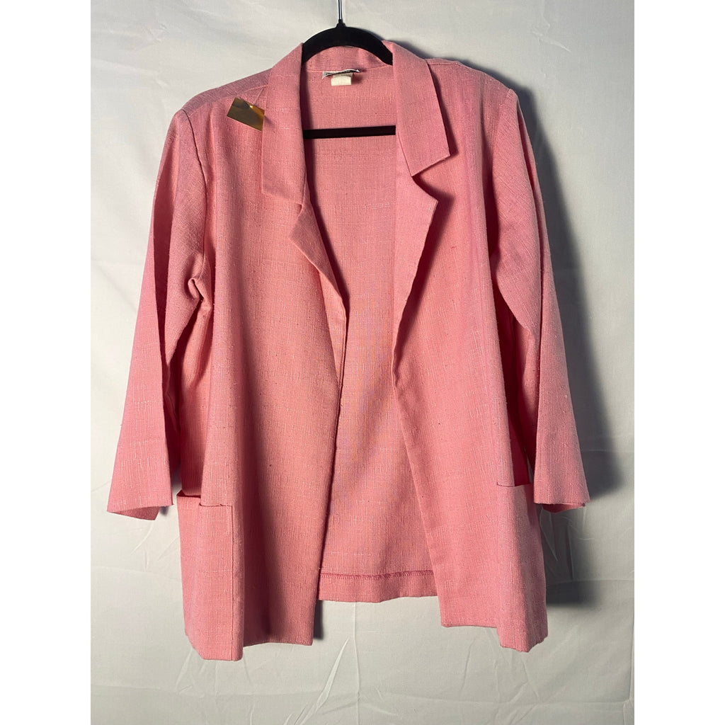 Vintage 70s-80s Copy Cats Pink Textured Lightweight Open Blazer Jacket Medium