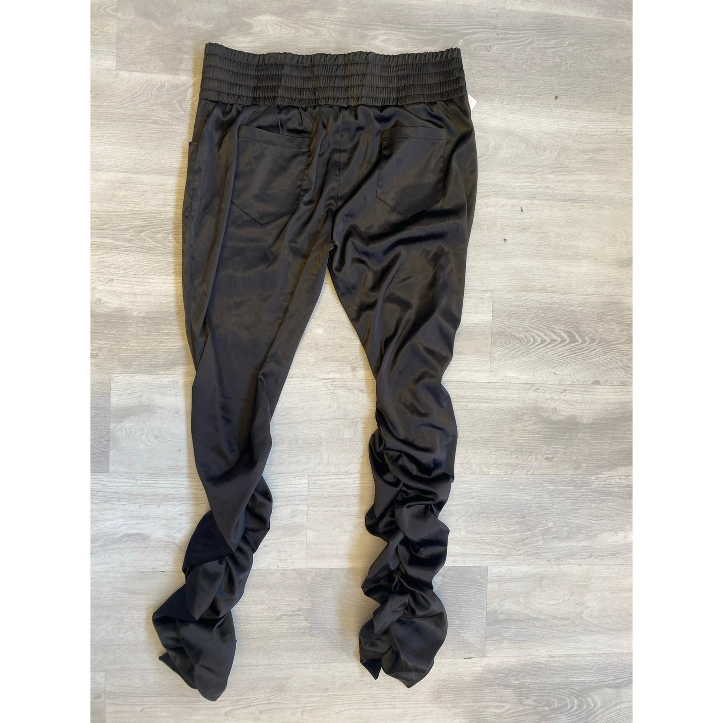 Akira Black Satin Ruched Joggers Pull On Front Pockets Women's Plus Size 3X