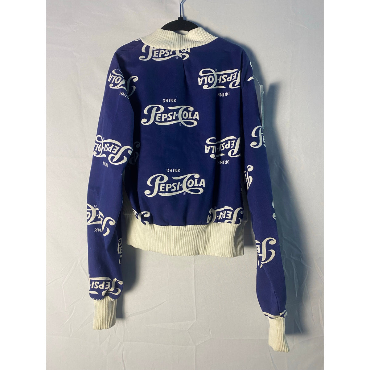Vintage 70s-80s Pepsi Blue White Bomber Cropped Jacket Full Zip Kid's Size 8-9